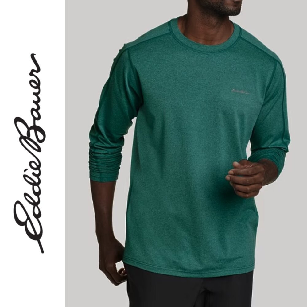 Eddie Bauer Men’s Medium FreeDry Long Sleeve Performance T-Shirt Teal Green